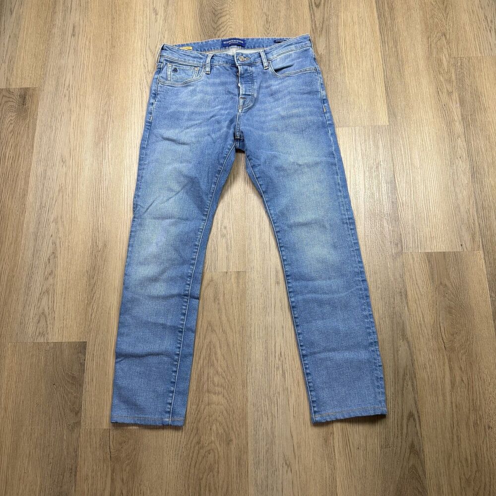 Scotch & Soda Ralston Jeans Mens 30x32 Light Wash Blue Slim Tapered Denim Casual